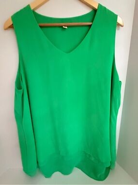 Women's V-Neck Sleeveless Tank Top in Bright Green